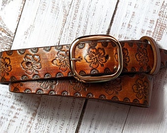 Woman leather belt,handmade leather belt,Jeans leather belt,Gift leather belt,1-1/4 width