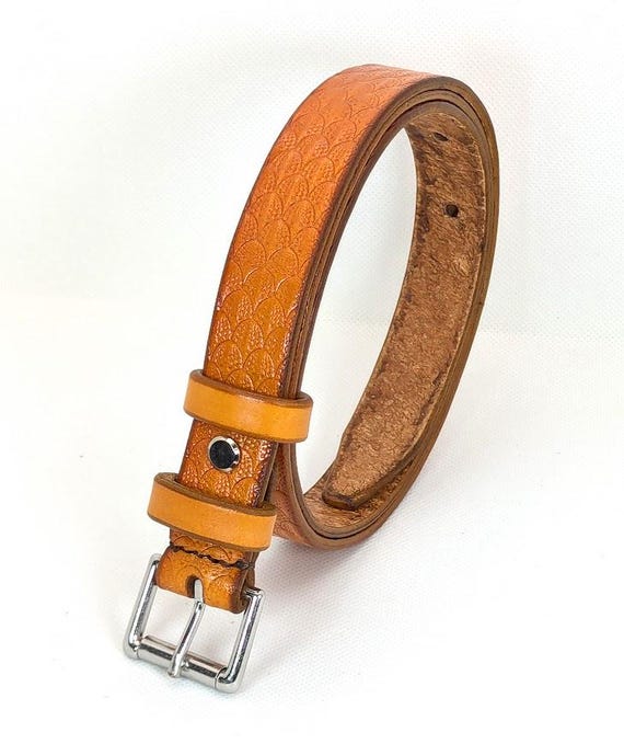 Handmade Italian Leather Dress Belt: 3/4 inch Light Brown