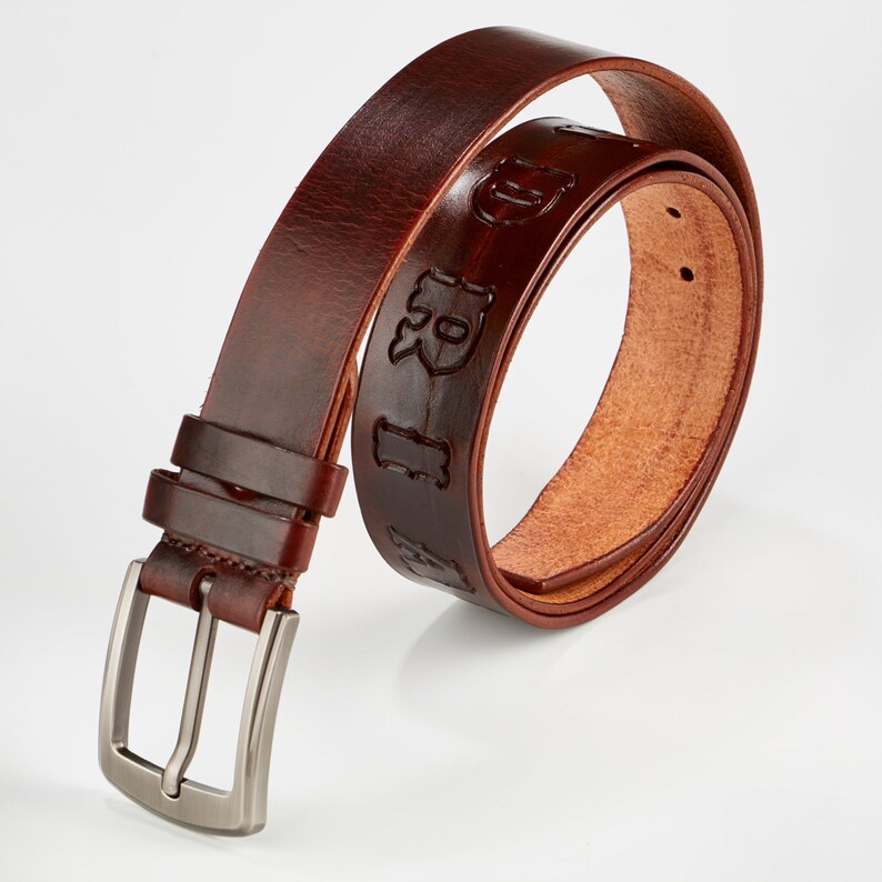 Monogrammed Men's Leather Belt Gift for Him Handmade to Etsy