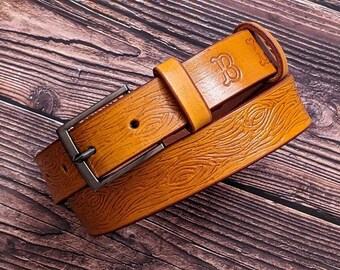 Custom Engraved Handmade,Leather Name Belt,Personalized Leather Belt,Tooled Leather Belt with Name and Initials