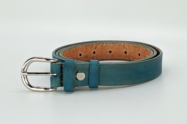 34 inch torqouis Dress belt Women leather belt handmaid and hand-tanned italian leather
