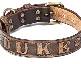 Personalised dog collar,leather dog collar,dog collar,name dog collar,leather dog collar,width 1-1\4(32mm)