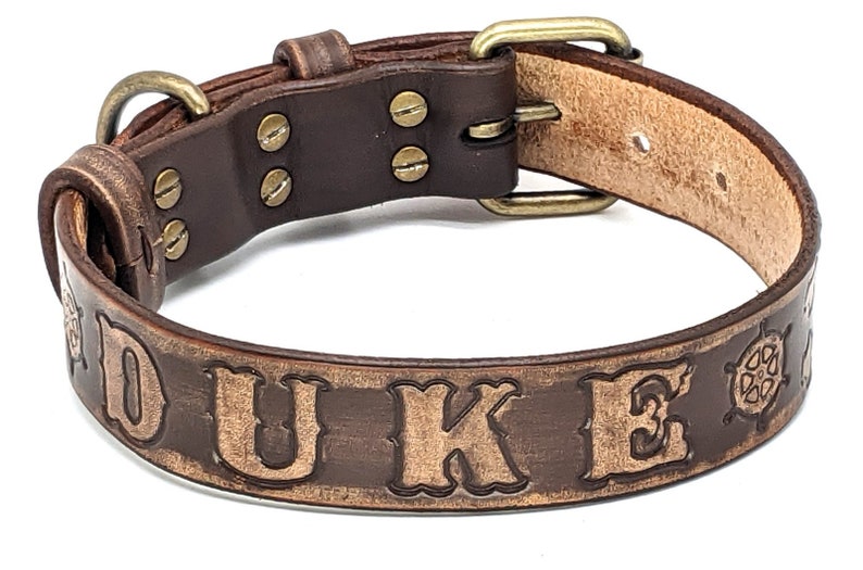 Personalized Leather Dog Collar: Custom Name, Handmade Collar, Gift for Pets image 1