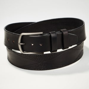 Men&#39;s Leather Belt Custom Engraved Handmade Leather Belt with Name and Initials 1-1/2&quot;