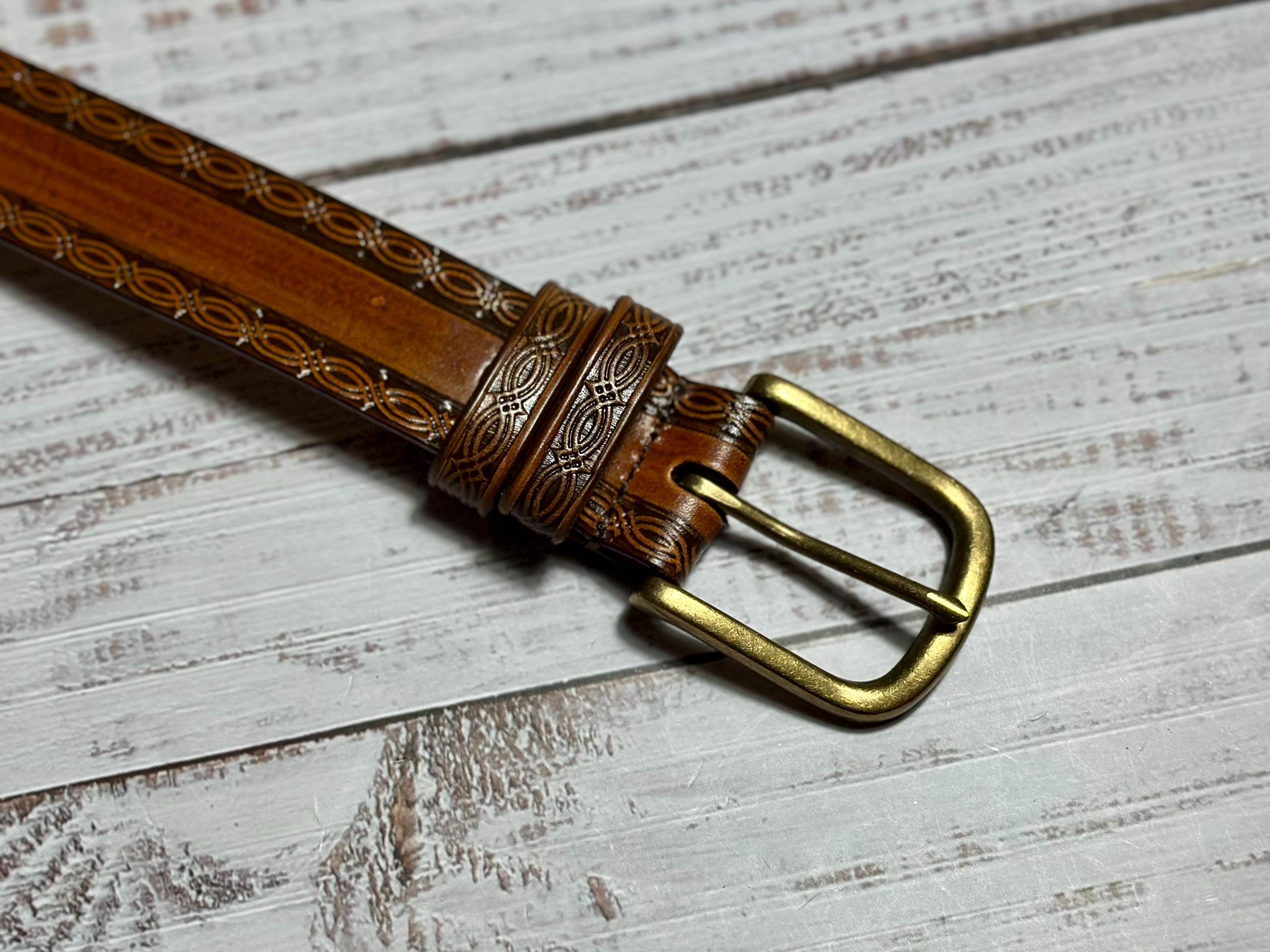 Custom Engraved Handmade Leather Belt with Name and Initials Personalized Gifts for Him 1-1/2"