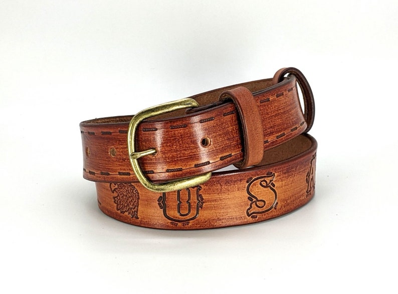 Custom Engraved Handmade Leather Belt With Name and Initials - Etsy