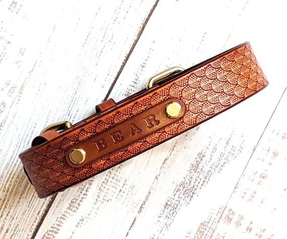 Personalized Leather Dog Collar: Handmade Collar for Dog, Name Collar, Gift for Pets