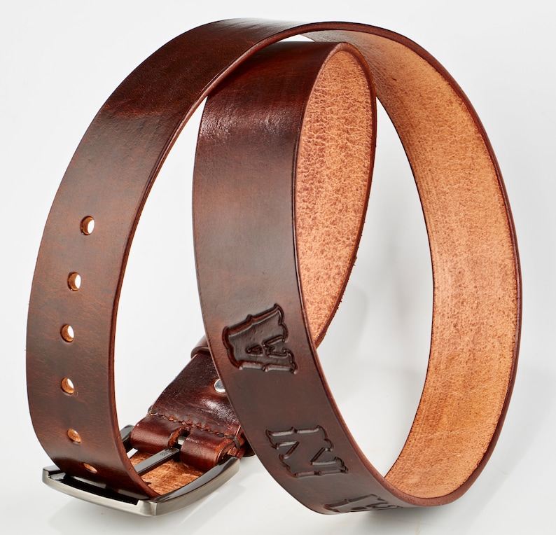 Custom Engraved Handmade Leather Belt with Name and Initials Etsy