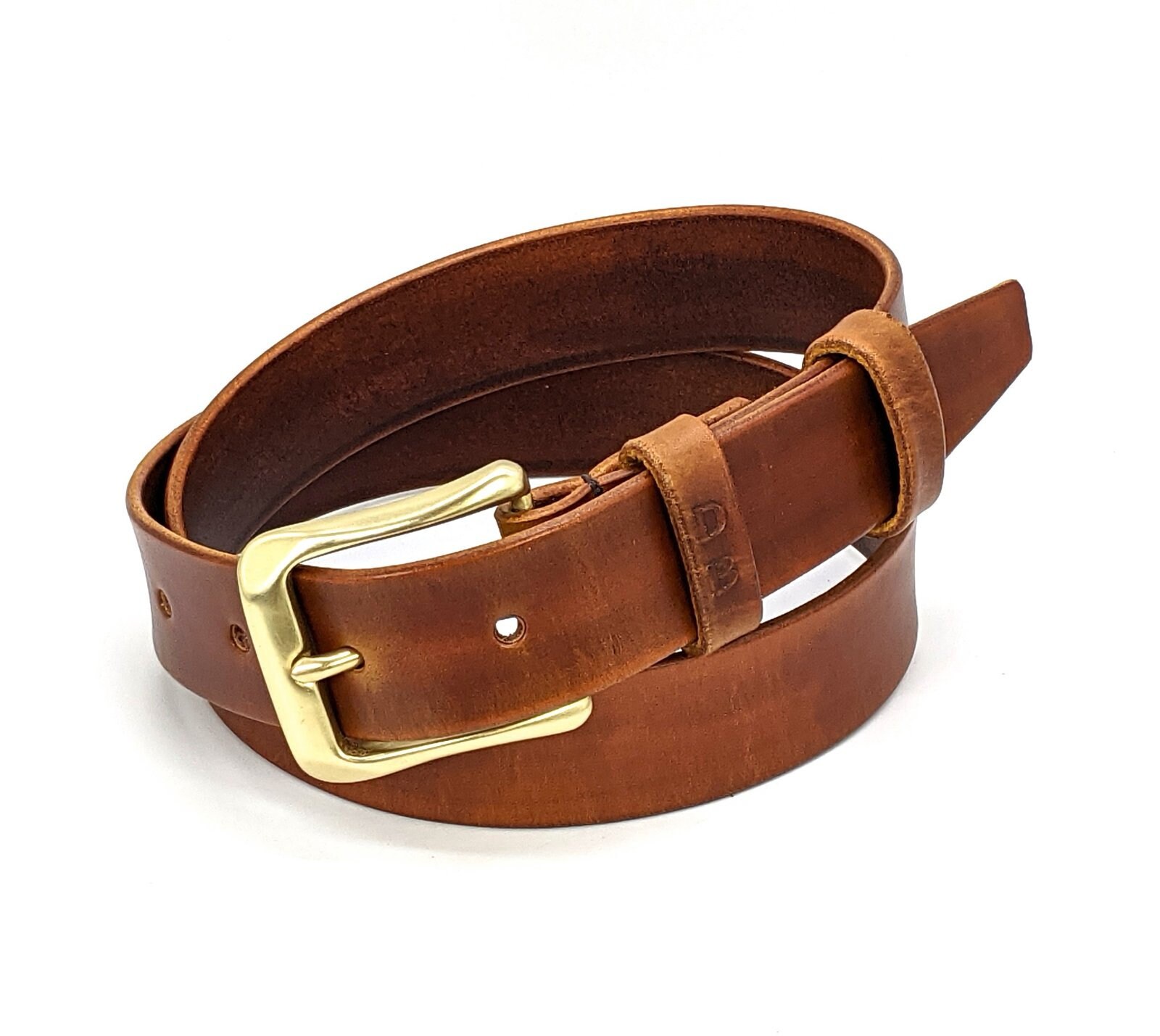 Italian Leather Belt, Slim Design, Polished Brass Buckle Men main image 3