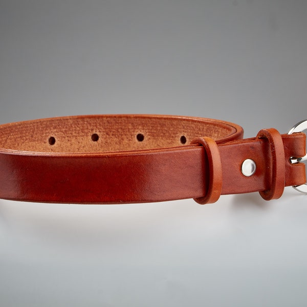 Women leather belt handmaid and hand-tanned italian leather, Dress belt, 3/4 inch English Saddle Tan