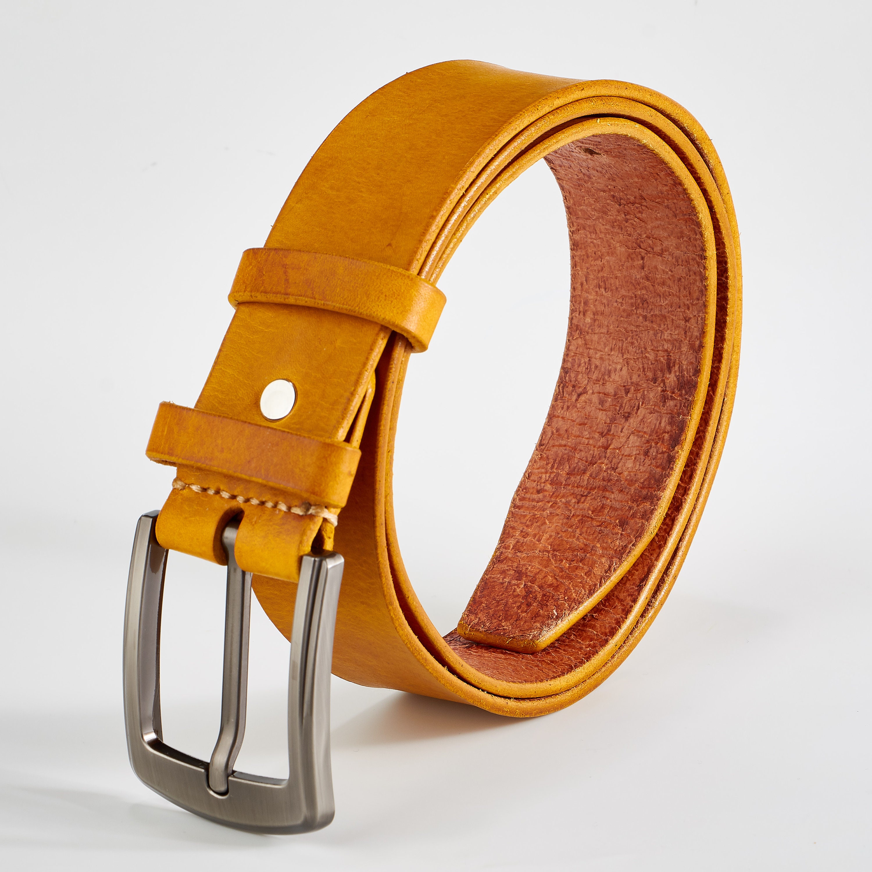 Custom Handmade Leather Belt. Italian Ink Mustard Yellow - Etsy