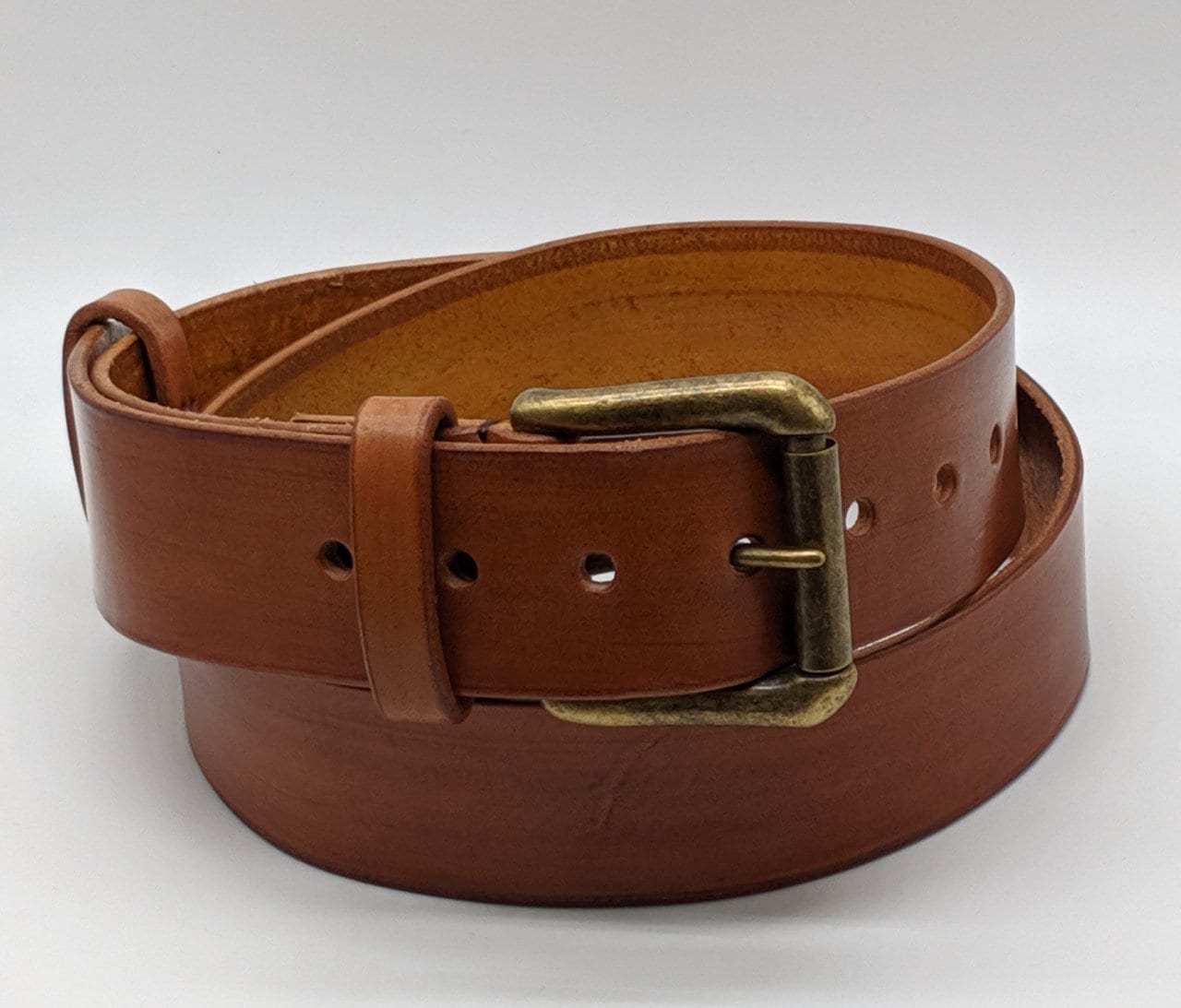 Brown Leather Belt Handcrafted Italian Roco Ornate Brass Buckle Detailing Men main image 2