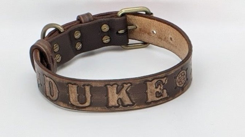 Personalized Leather Dog Collar: Custom Name, Handmade Collar, Gift for Pets image 4