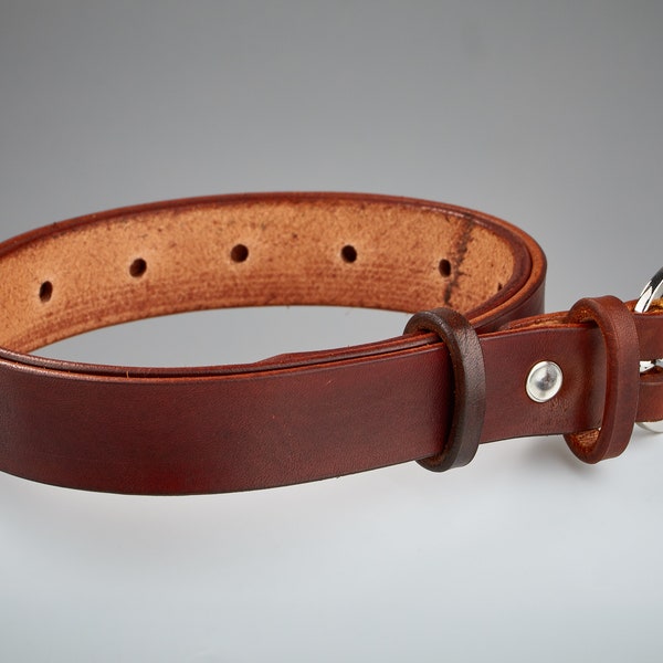 Women leather belt handmaid and hand-tanned italian leather, Dress belt, 3/4 inch Chestnut Brown