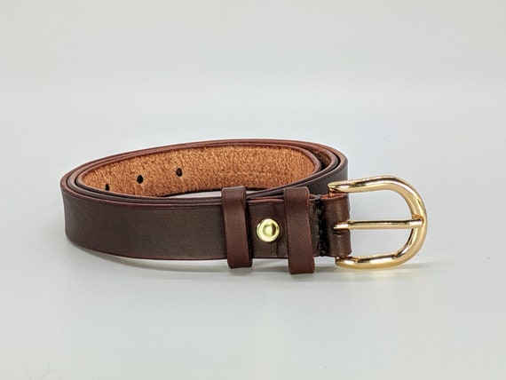 Handmade Italian Leather Dress Belt: 3/4 Inch Brown Belt - Etsy display picture 1