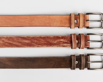 Handmade Distressed Leather Belt | Italian Leather, Dyed Finish