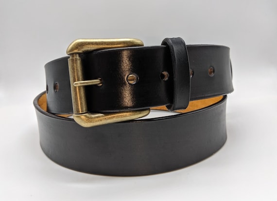 Custom Handmade Leather Belt. Italian Ink, Black, Antique  display picture 2