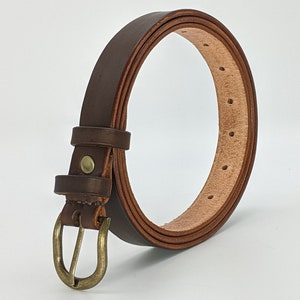 Women leather belt handmaid and hand-tanned italian leather, Dress belt, 3/4 inch brown