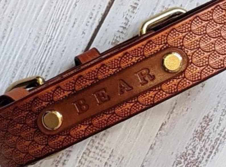 Personalized Leather Dog Collar: Handmade Collar for Dog, Name Collar, Gift for Pets image 8