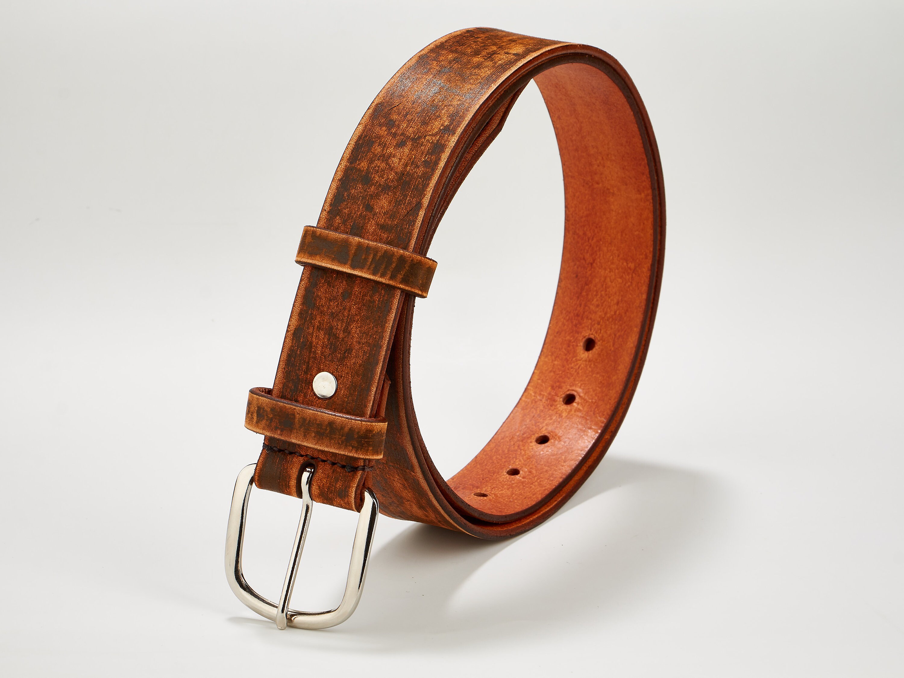 Brown Genuine Italian Leather USA Made Silver Loop Buckle Belt Size Large il_fullxfull.2619683602_m9t9.jpg main image 4