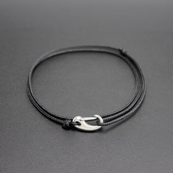 Men's Cord Bracelet // Black Minimalist Bracelet // Adjustable Cord Bracelet // Bracelet for Men // Black Cord Bracelet // Gifts for Him