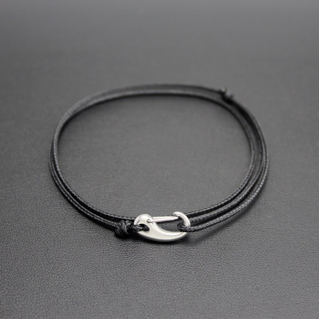 Men's Cord Bracelet // Black Minimalist Bracelet // Etsy