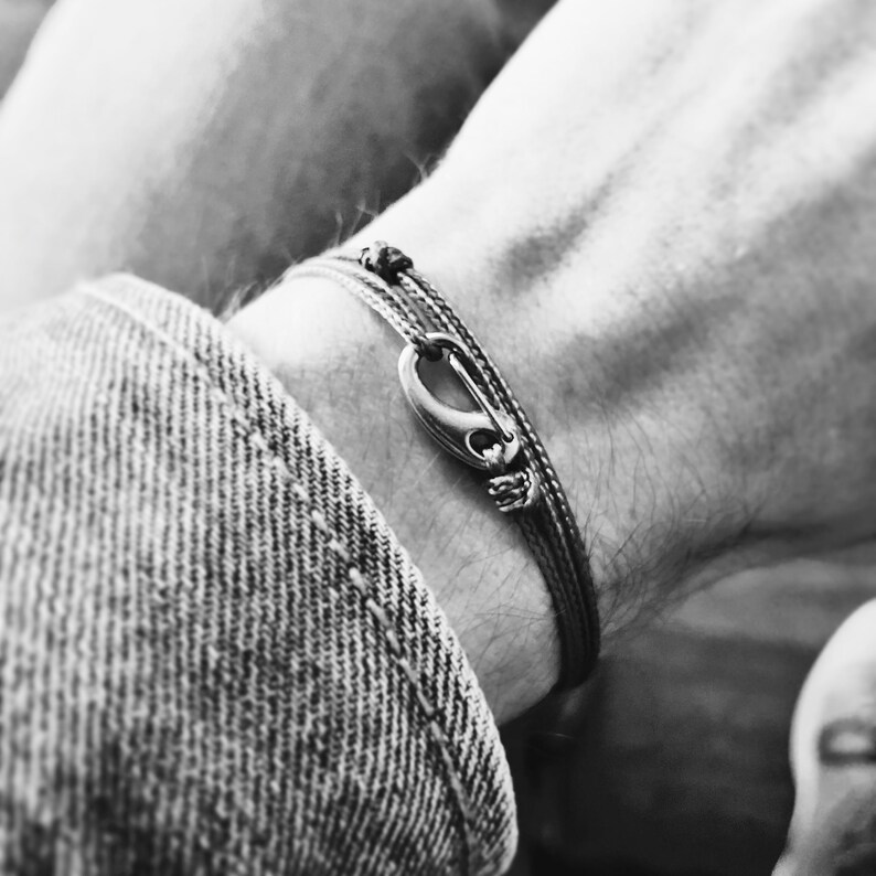 Men's Cord Bracelet // Grey Minimalist Bracelet // Etsy