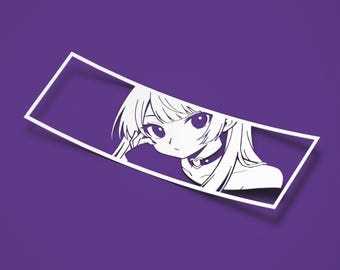 What you doin'? // Curious Waifu E-girl, Heart choker, Kawaii Manga Slap-Style Vinyl Decal Anime Girl