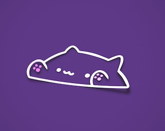 Bongo Cat with pink toe-beans!! Vinyl Sticker Die-cut decal peeker