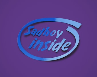 Intel Sadboy Inside Funny Vinyl Sticker Die-cut decal computer parody logo