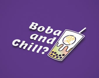 Boba Tea and Chill? "Love" Japanese Kanji "Ai" BubbleTea Decal Tapioca Pearls Vinyl Die-cut sticker