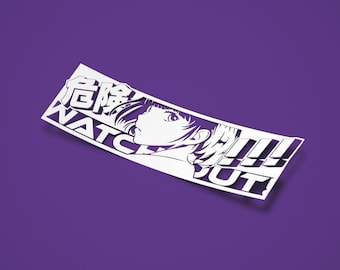 Slap-Style Watch Out Anime Girl, Brutalist Future Style Vinyl Sticker Die-cut decal Anime, Cyberpunk