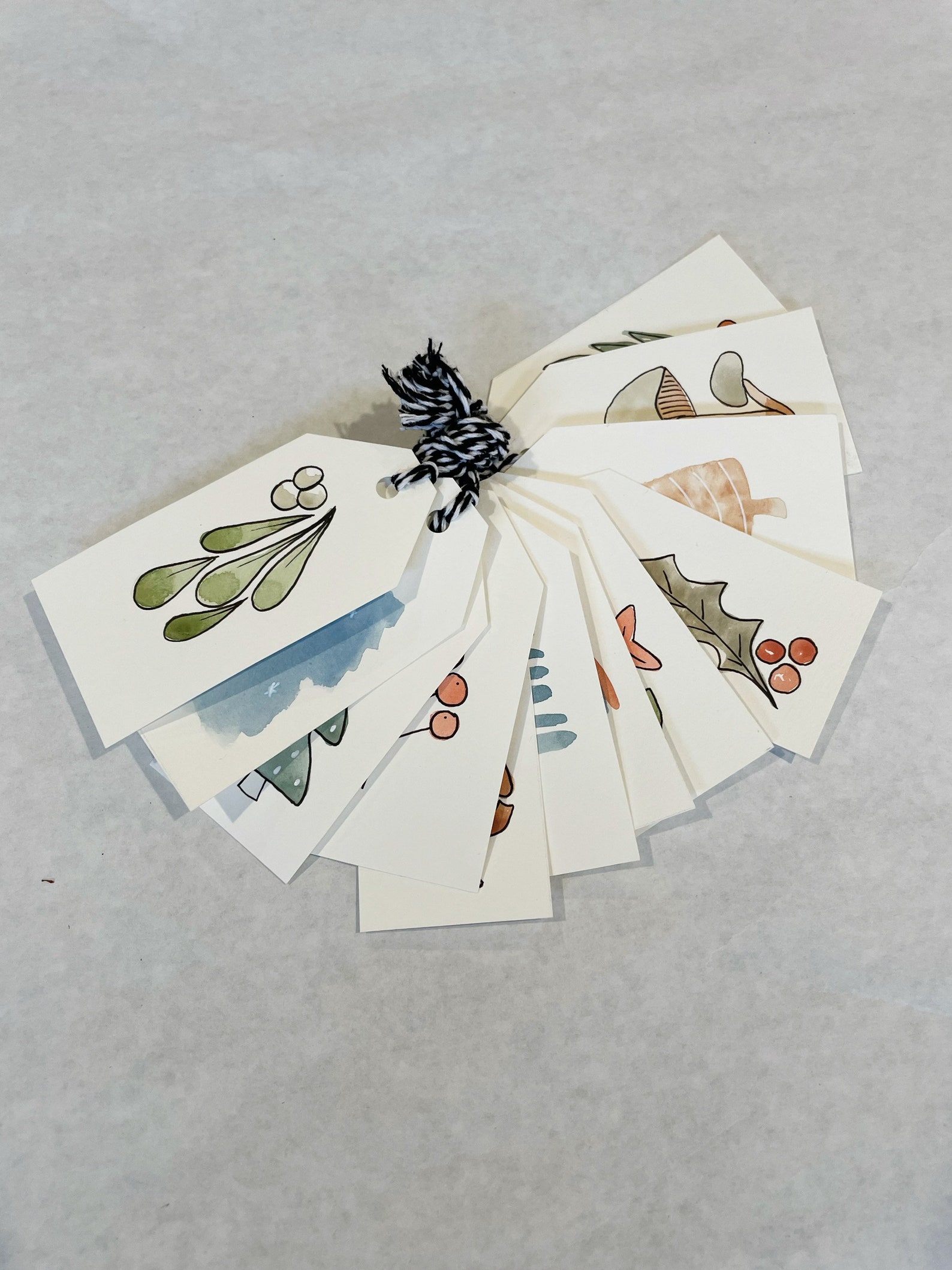 Christmas Gift Tags Set of 12 Hand Painted Watercolor Gift Etsy UK