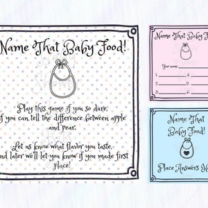 Guess the Baby Food Baby Shower Game Kit with Sweet Rhymes, Instant Download