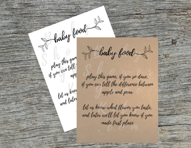 Guess The Baby Food Baby Shower Game Kit With Sweet Rhymes Etsy