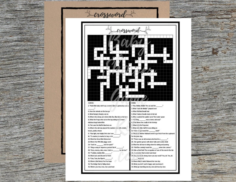 Nursery Rhyme Crossword Puzzle Game Kit With Sweet Rhymes Etsy