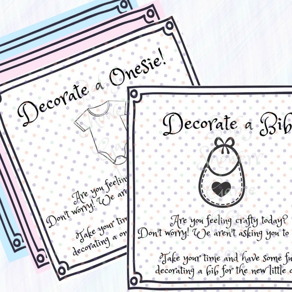 Decorate a Onesie or Bib Baby Shower Game Kit with Sweet Rhymes, Instant Download