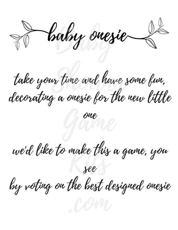 Decorate A Onesie Or Bib Baby Shower Game Kit With Sweet Etsy