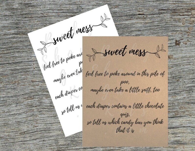 Guess The Sweet Mess Dirty Diaper Baby Shower Game Kit With Etsy Guess The Sweet Mess Dirty Diaper Baby Shower Game Kit With Etsy