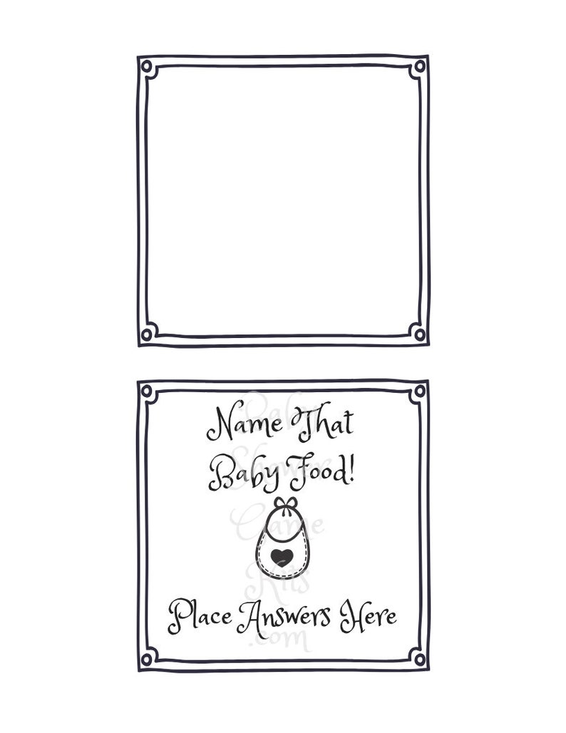 Guess the Baby Food Baby Shower Game Kit With Sweet Rhymes, Instant