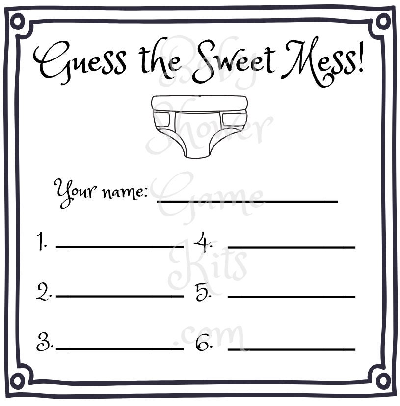 guess-the-sweet-mess-dirty-diaper-baby-shower-game-kit-with-sweet-rhymes-instant-download-etsy for Free Printable Dirty Diaper Game Template Guess the Sweet Mess Dirty Diaper Baby Shower Game Kit With Sweet Rhymes, Instant Download - Etsy for Free Printable Dirty Diaper Game Template