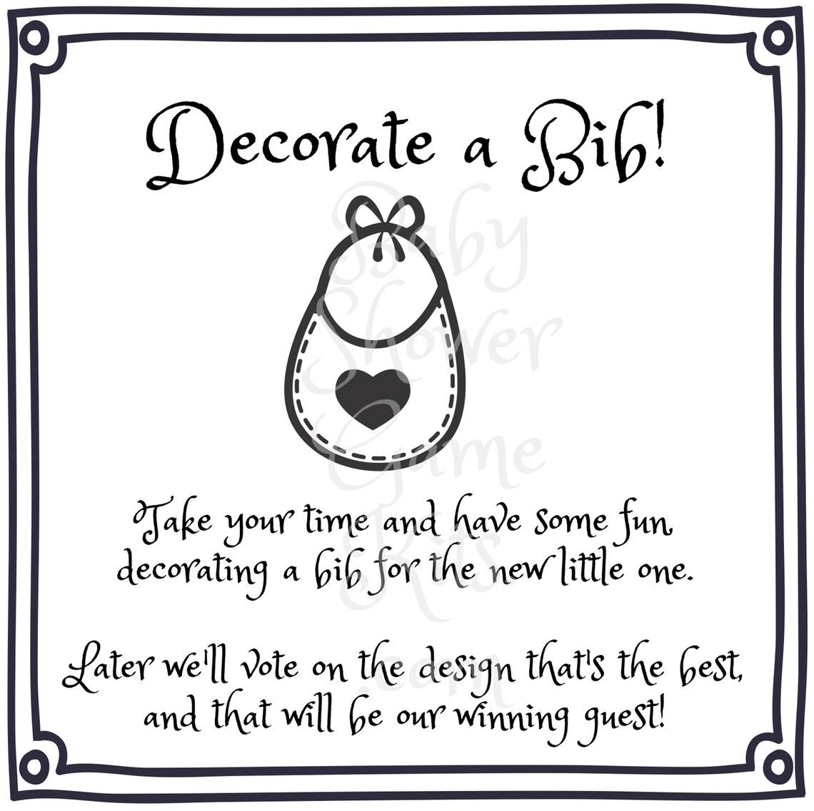 Decorate a Onesie or Bib Baby Shower Game Kit With Sweet Etsy