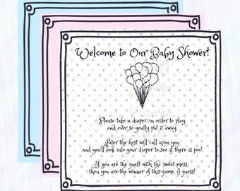 Dirty Diaper Party Favor Baby Shower Game with Sweet Rhymes, Instant Download