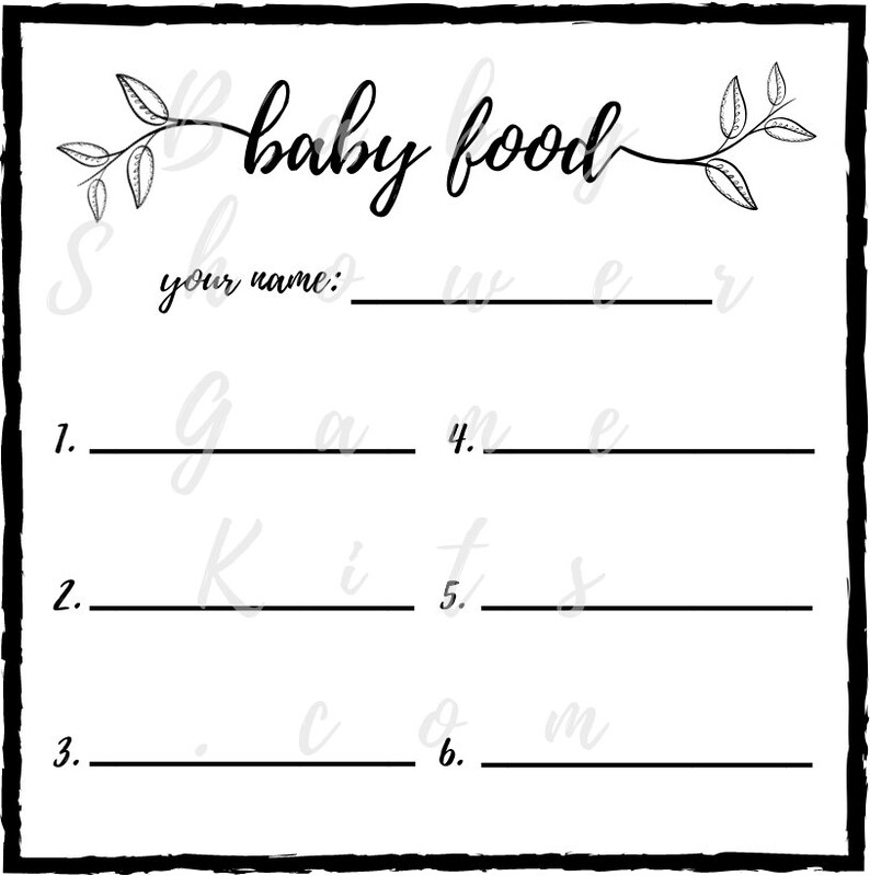 Guess the Baby Food Baby Shower Game Kit With Sweet Rhymes, Instant