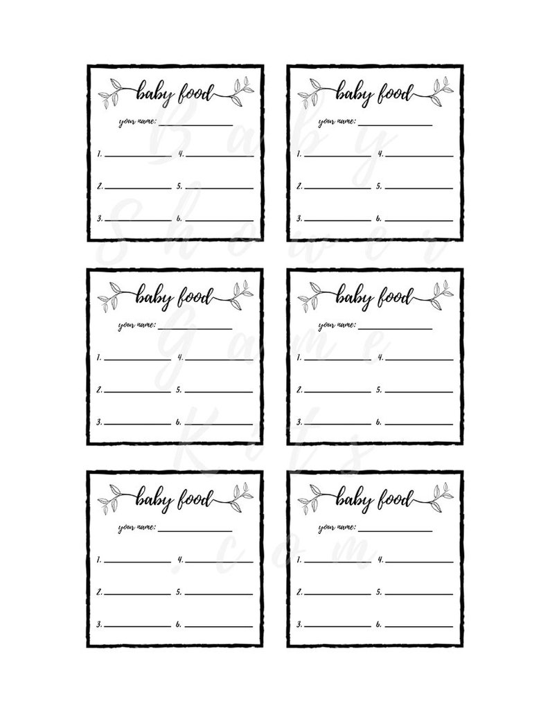 Guess the Baby Food Baby Shower Game Kit With Sweet Rhymes, Instant