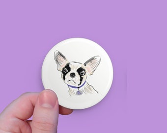 Pete the Bulldog Sassy Sketch Pets  - Cute Dog Button
