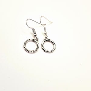 Silver Twisted Hoop Drop Earrings