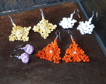 4 patterns Irish crochet earrings