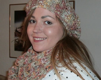 Crochet pattern hat + round scarf