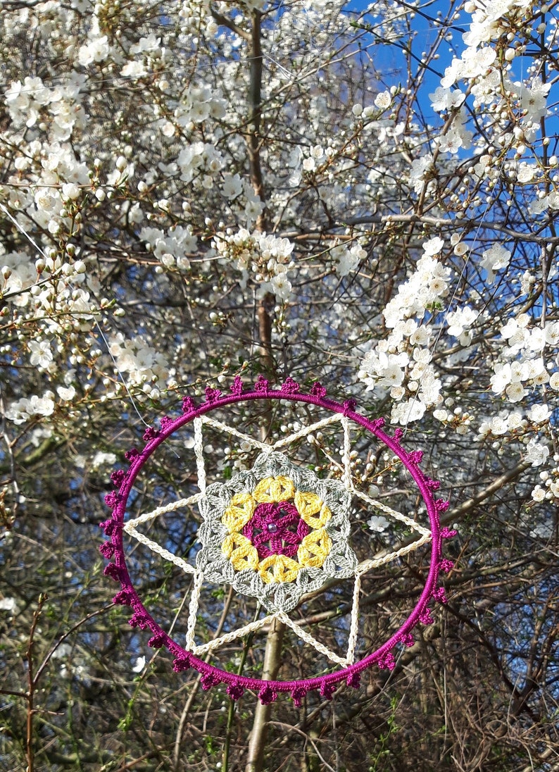 FLOWER OF LIFE Crochet tutorial Dreamcatcher Star image 10